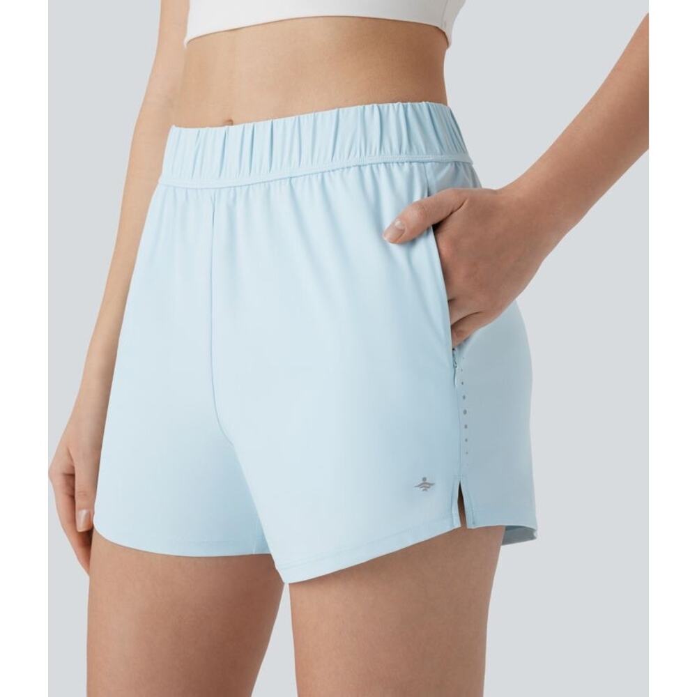 NEW Halara Running Shorts Blue Quick Dry Zipper Pocket Athletic Gym Active XS - Picture 1 of 11